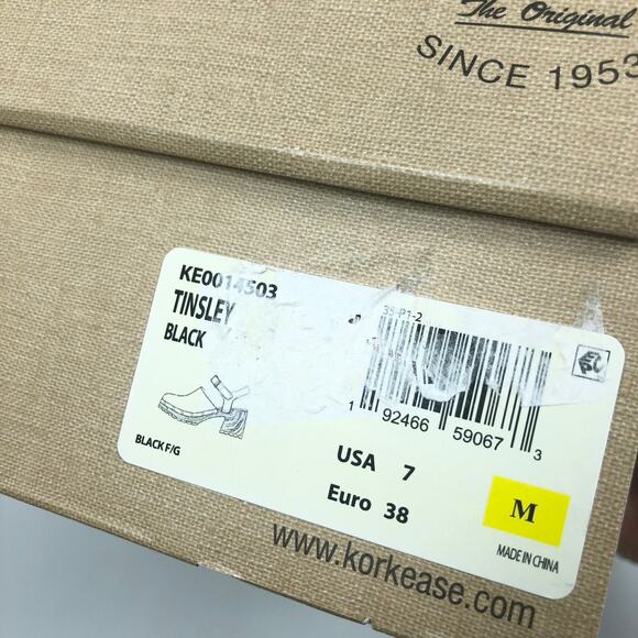 NEW Kork-Ease Tinsley Clogs 7 Black Leather Chunky Sandals Closed Toe Platform - Picture 8 of 8